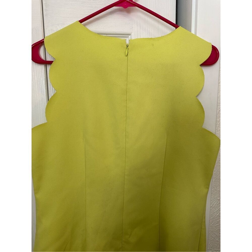 J. Crew Women's Scalloped Sleeveless Shift Dress Neon Yellow Size 8 - Picture 4 of 9